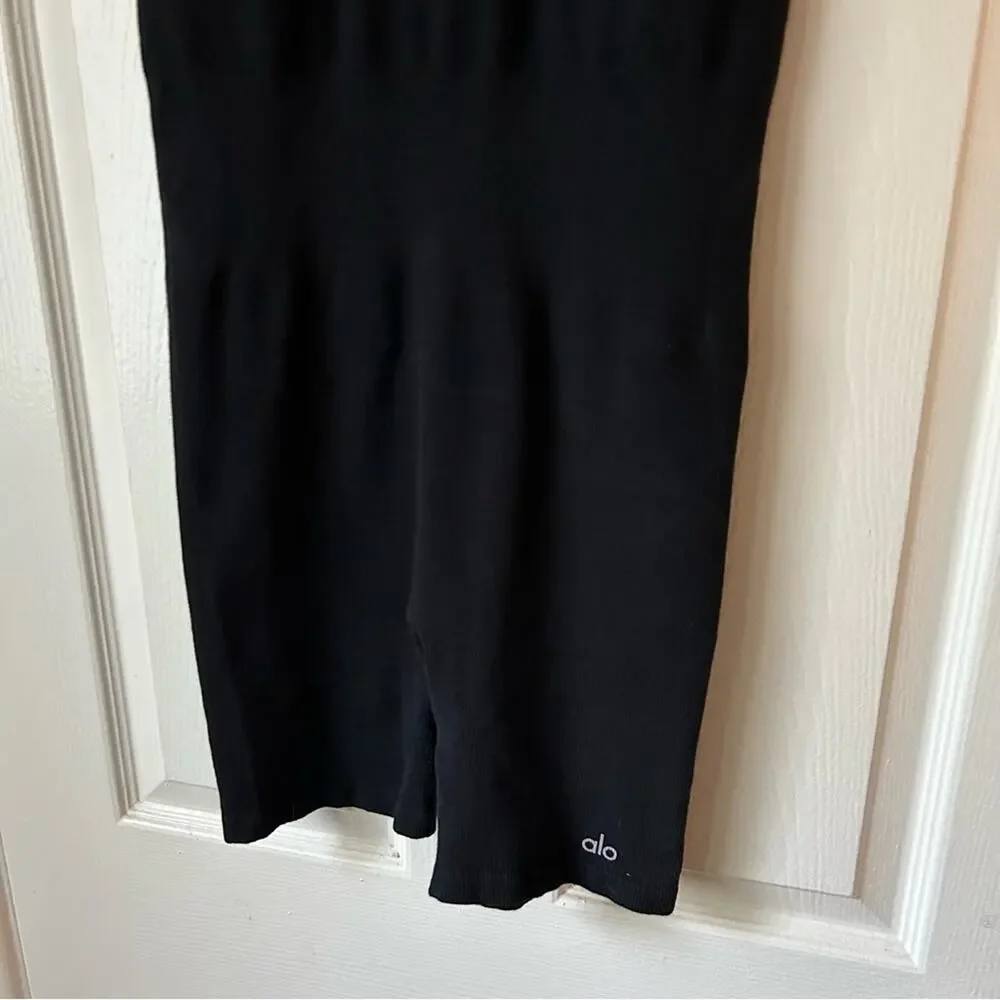 ALO Yoga Black Ribbed Tank Romper Jumpsuit